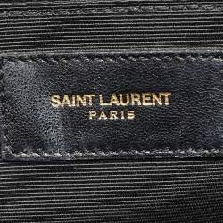 Saint Laurent Black Matelasse Leather Large Monogram Envelope Shoulder Bag