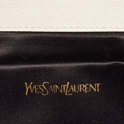Pre Owned Saint Laurent White Leather Y-Ligne Clutch