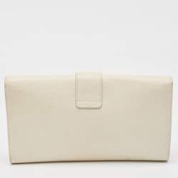 Pre Owned Saint Laurent White Leather Y-Ligne Clutch