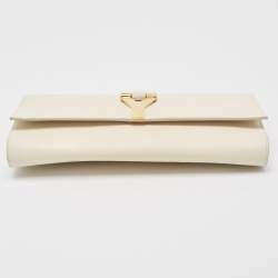 Pre Owned Saint Laurent White Leather Y-Ligne Clutch