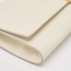 Pre Owned Saint Laurent White Leather Y-Ligne Clutch