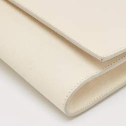 Pre Owned Saint Laurent White Leather Y-Ligne Clutch