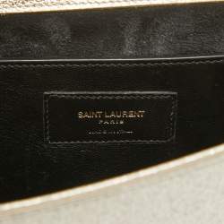 Pre Owned Saint Laurent Gold Leather Kate Clutch