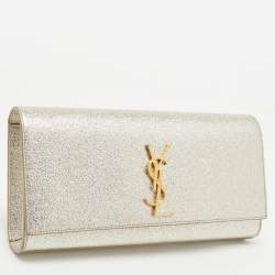 Pre Owned Saint Laurent Gold Leather Kate Clutch