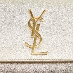 Pre Owned Saint Laurent Gold Leather Kate Clutch