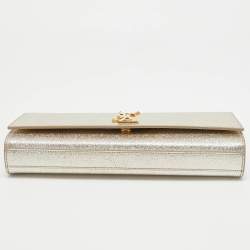 Pre Owned Saint Laurent Gold Leather Kate Clutch