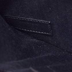 Pre Owned Saint Laurent Black Shine Croc Embossed Leather Medium Uptown Pouch