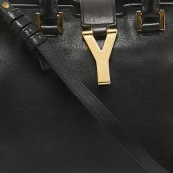 Saint Laurent Black Leather Small Cabas Chyc Tote
