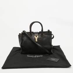 Saint Laurent Black Leather Small Cabas Chyc Tote