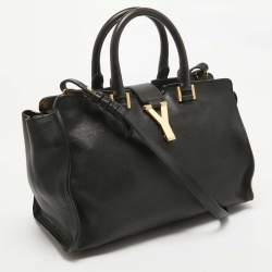 Saint Laurent Black Leather Small Cabas Chyc Tote