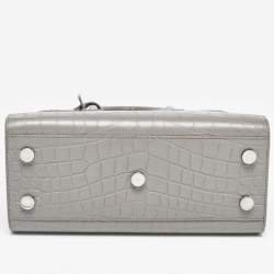 Saint Laurent Grey Croc Embossed Leather Nano Classic Sac De Jour Tote