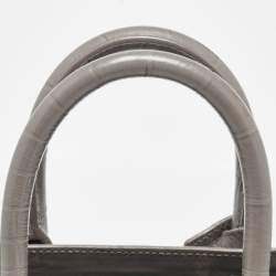 Saint Laurent Grey Croc Embossed Leather Nano Classic Sac De Jour Tote