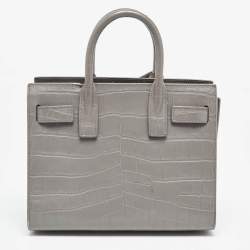 Saint Laurent Grey Croc Embossed Leather Nano Classic Sac De Jour Tote