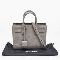 Saint Laurent Grey Croc Embossed Leather Nano Classic Sac De Jour Tote