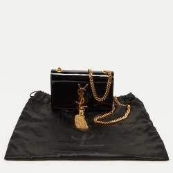 Pre Owned Saint Laurent Black Patent Leather Small Kate Tassel Bag