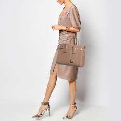 Pre Owned Saint Laurent Beige Leather Small Classic Sac De Jour Tote