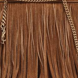 Saint Laurent Brown Suede Fringe Grace Chain Bag