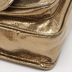 Saint Laurent Metallic Green Patent Leather Baby Niki Chain Shoulder Bag