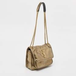 Saint Laurent Metallic Green Patent Leather Baby Niki Chain Shoulder Bag