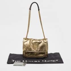 Saint Laurent Metallic Green Patent Leather Baby Niki Chain Shoulder Bag