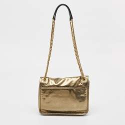 Saint Laurent Metallic Green Patent Leather Baby Niki Chain Shoulder Bag