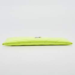 Saint Laurent Neon Yellow Matelasse Patent Leather Monogram Bill Pouch