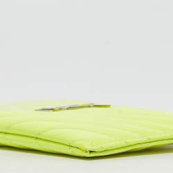 Saint Laurent Neon Yellow Matelasse Patent Leather Monogram Bill Pouch