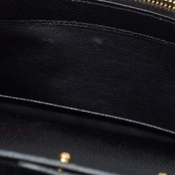 مملوكة مسبقًا Saint Laurent Black Matelassé Leather Monogram Envelope Wallet on Chain
