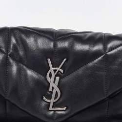 Pre Owned Saint Laurent Black Quilted Leather Small Loulou Puffer Shoulder Bag