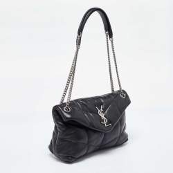 Pre Owned Saint Laurent Black Quilted Leather Small Loulou Puffer Shoulder Bag
