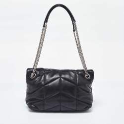Pre Owned Saint Laurent Black Quilted Leather Small Loulou Puffer Shoulder Bag