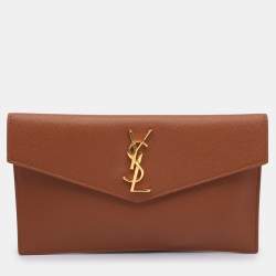 Pre Owned Saint Laurent Brown Leather Uptown Clutch