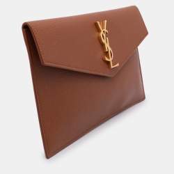 Pre Owned Saint Laurent Brown Leather Uptown Clutch
