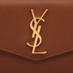 Pre Owned Saint Laurent Brown Leather Uptown Clutch