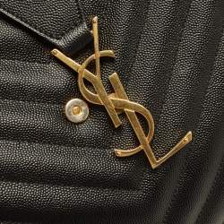 Pre Owned حقيبة يد شوبر سان لوران كاساندرا جلد مبطنة عنابية 