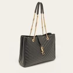 Pre Owned حقيبة يد شوبر سان لوران كاساندرا جلد مبطنة عنابية 