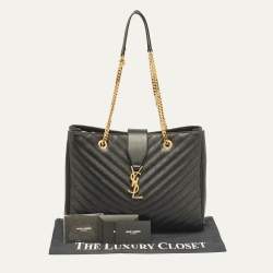 Pre Owned حقيبة يد شوبر سان لوران كاساندرا جلد مبطنة عنابية 