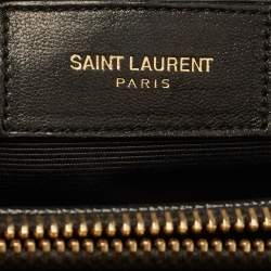 Pre Owned حقيبة يد شوبر سان لوران كاساندرا جلد مبطنة عنابية 