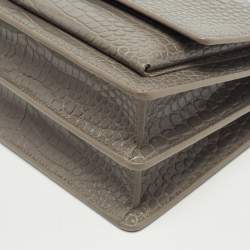 Pre Owned Saint Laurent Grey Croc Embossed Leather Medium Sunset Shoulder Bag