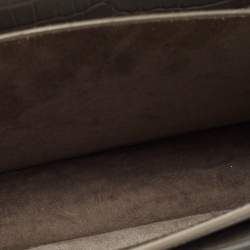 Pre Owned Saint Laurent Grey Croc Embossed Leather Medium Sunset Shoulder Bag