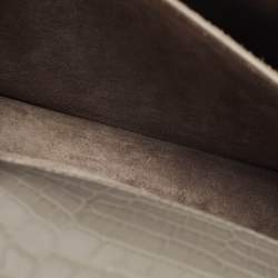 Pre Owned Saint Laurent Grey Croc Embossed Leather Medium Sunset Shoulder Bag