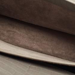 Pre Owned Saint Laurent Grey Croc Embossed Leather Medium Sunset Shoulder Bag