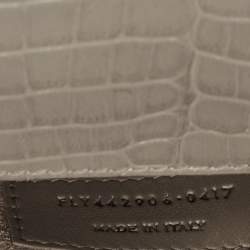 Pre Owned Saint Laurent Grey Croc Embossed Leather Medium Sunset Shoulder Bag