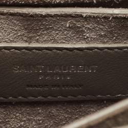 Pre Owned Saint Laurent Grey Croc Embossed Leather Medium Sunset Shoulder Bag