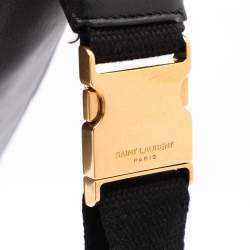 Saint Laurent Black Leather Monogram Embellished Belt Bag