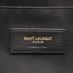 Saint Laurent Black Leather Monogram Embellished Belt Bag