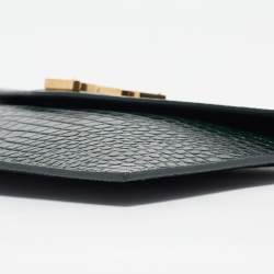 Pre Owned Saint Laurent Green Croc Embossed Leather Uptown Pouch