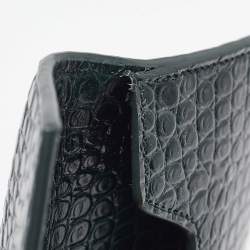 Pre Owned Saint Laurent Green Croc Embossed Leather Uptown Pouch