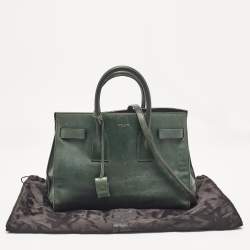 Saint Laurent Green Leather Small Classic Sac De Jour Tote