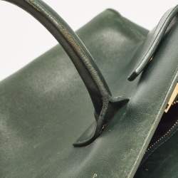 Saint Laurent Green Leather Small Classic Sac De Jour Tote